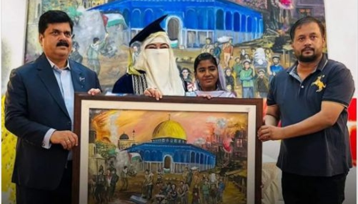 فلسطین کی پینٹنگ، ظفر عباس کا طالبہ کو  2 لاکھ کا انعام